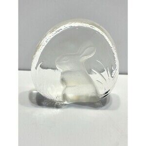Paperweight Bunny Rabbit Zajecar 24% Lead Crystal Intaglio Frosted Clear